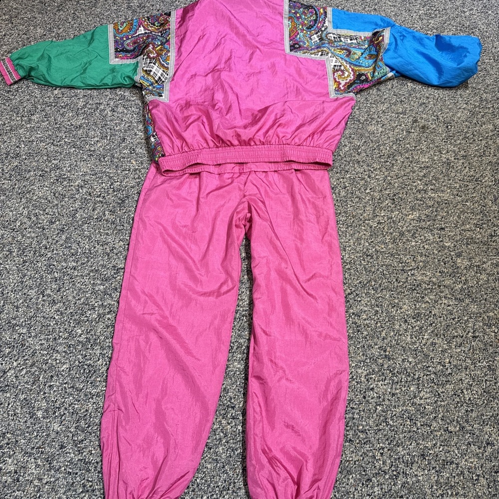 Casual Isle Vintage 80s 90s Full Zip Nylon Windbreaker Jogging Suit Size S EUC - Picture 7 of 7